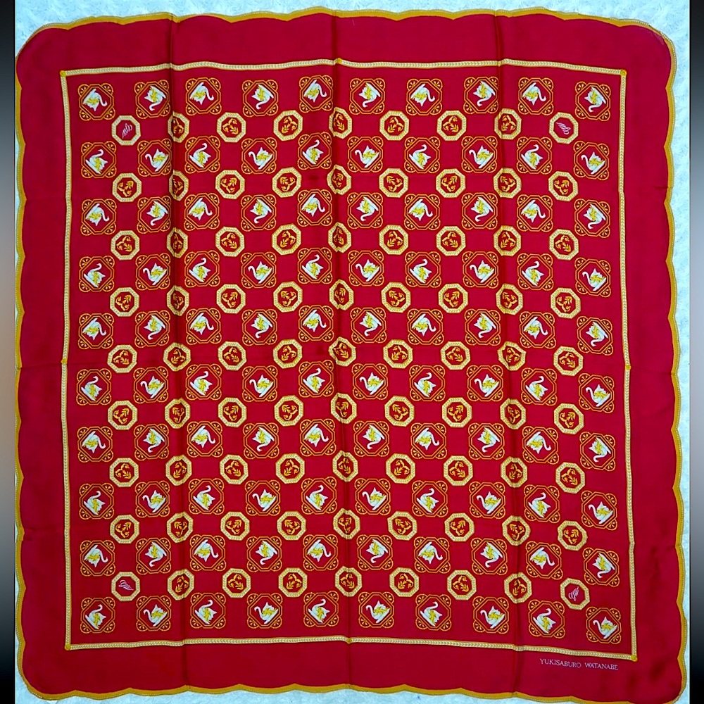 YUKISABURO WATANABE Silk WRAP scarf 38" X 39" O895